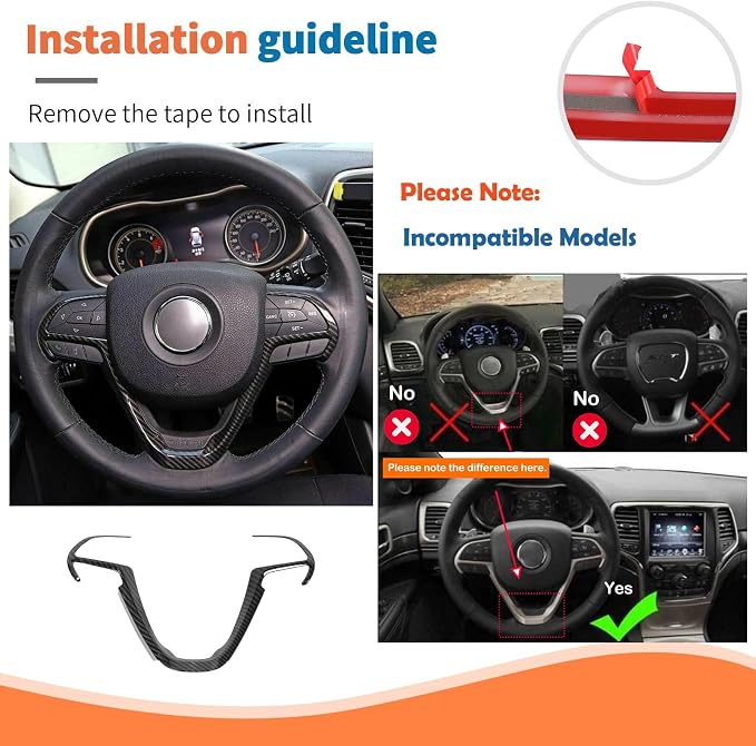 JeCar 2pcs Black Carbon Fiber Interior Trim Kit for 2019-2022 Jeep Cherokee Interior Accessories