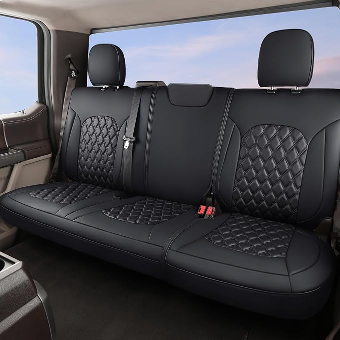 Huidasource 2018-2026 Wrangler JL Rear Seat Covers, Split Bench Back Seat Cover for Jeep Wrangler JL 4-Door Sport Rubicon Willys Sahara, Seatbelt Compatible, Without Cupholder (Rear Seat/Black)