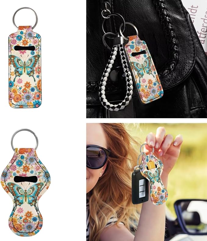 Car Accessories Car Seat Covers Full Set with Steering Wheel Covers+Seat Belt Pads+Coasters+Keychain+Lipstick Holder Universal Fit(13 Pack), Vibrant Boho Mandala Butterfly