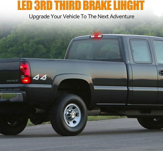 Third 3rd Brake Light, LED High Mount Stop Light for 1999-2007 Chevy Silverado GMC Sierra 1500 2500 3500 HD Classic, Rear Center Cab Roof Tail Cargo Lamp, Red Lens