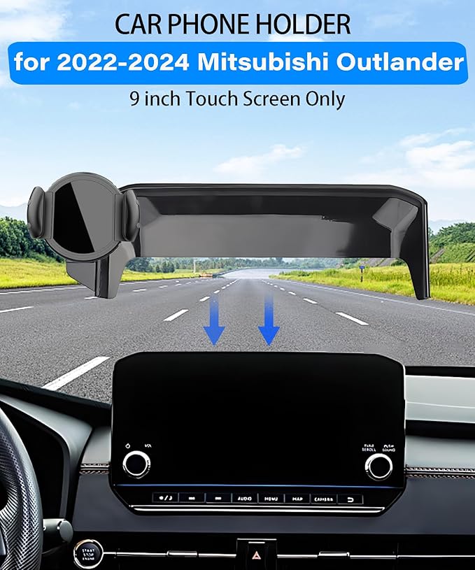Magnetic Car Phone Mount for 2022 2023 2024 Mitsubishi Outlander SE SEL Accessories, for MagSafe Strong Magnets Cell Phone Holder 9-Inch Touch Screen Cradles, with Portable Phone Gripper