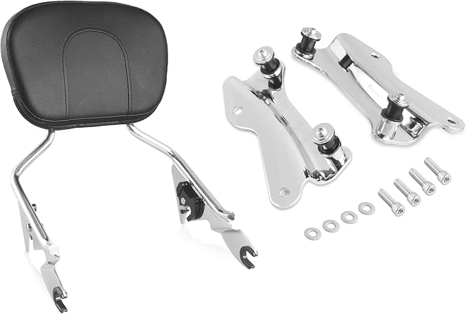 Detachable Sissy Bar with 4 Point Docking Hardware Kits (Chrome) | Passenger Backrest, 2014-2026, Fit for Harley Touring,for Electra Glide,for Road Glide,for Road King,for Street Glide