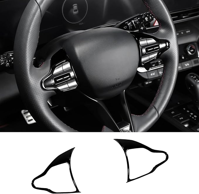 Steering Wheel Trim Control Button Cover Compatible with Hyundai Veloster JS N line 2019-2022 Hyundai Kona N Hyundai Elantra CN7 N Hyundai i30 2017-2022 Accessories (Black Style)