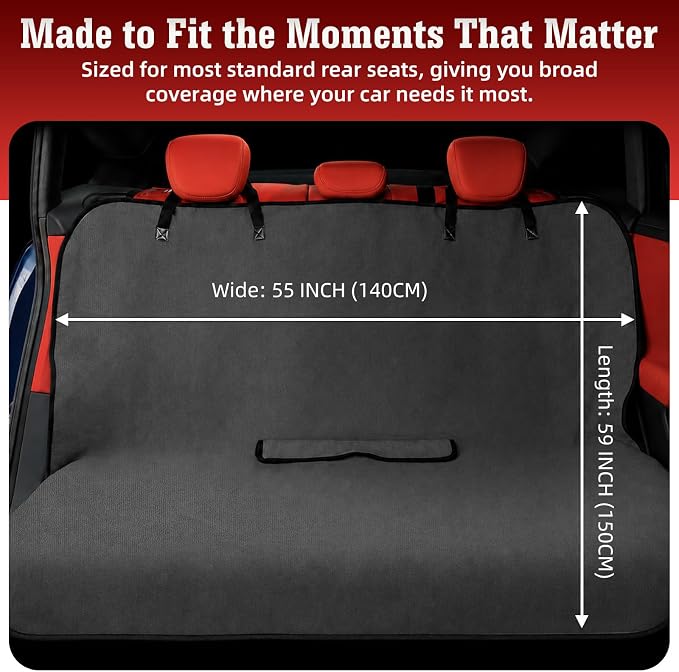 Car Seat Cover Towel, Waterproof Sweat Absorbent Back Seat Protector for Sedans SUVs & Minivans, Non-Slip Machine Washable Rear Bench Cover for Post-Gym, Beach, Pets & Kids (Gray)