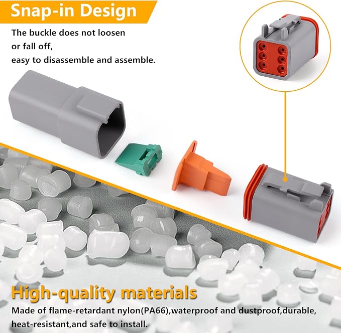 Knoweasy 338pcs DT Deutsch Connector Kit with 30 Pairs Size 16 DT Deutsch Connector Terminal Kit