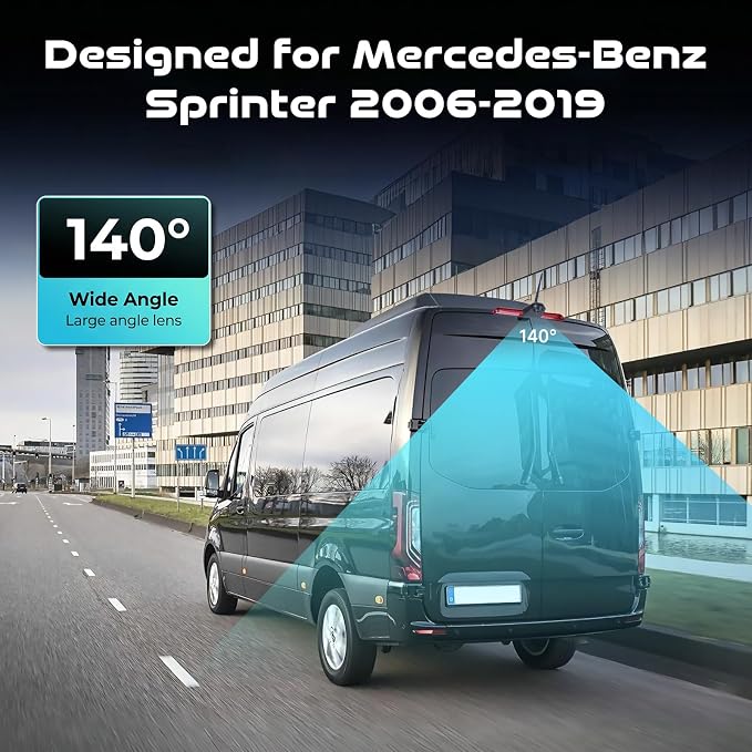 Wireless High Mount Backup Camera System for Mercedes Sprinter 2006-2019 with 7-Inch HD Monitor, Roof Mount Reverse Parking Camera, IR Night Vision, IP68 Waterproof