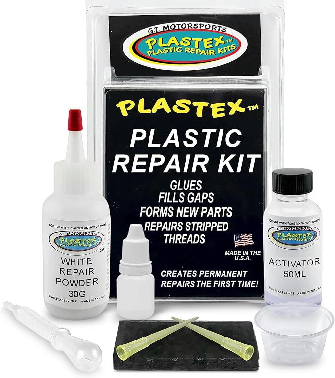 Plastex Plastic Repair Kits - Easily Glue, Repair or Remake Broken Plastic, Fiberglass, Wood & More!. (Standard White Kit)