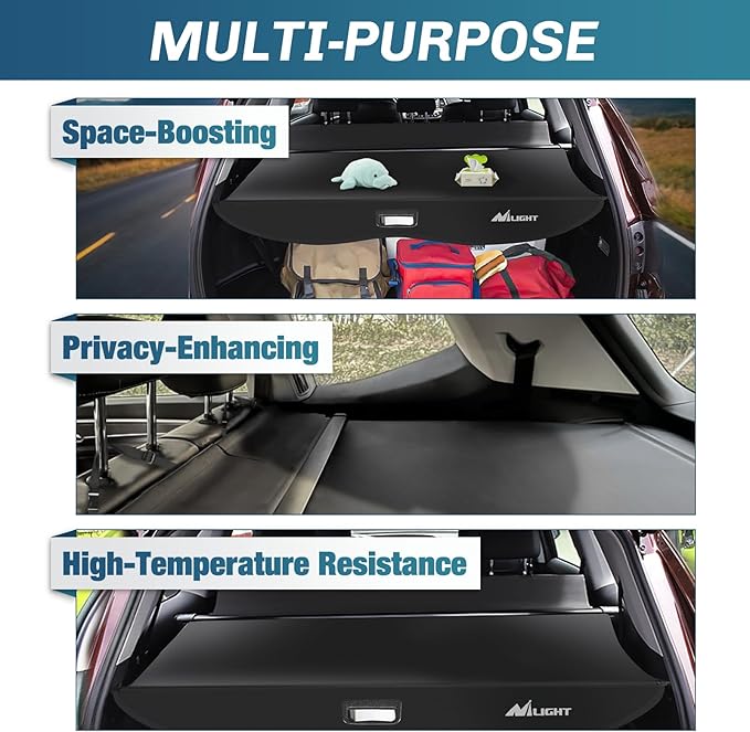 Nilight Cargo Cover Fit for Toyota Highlander 2020 2021 2022 2023 2024 2025, Retractable Privacy Security Shield Shade Rear Trunk Cover, with Trunk Storage Net