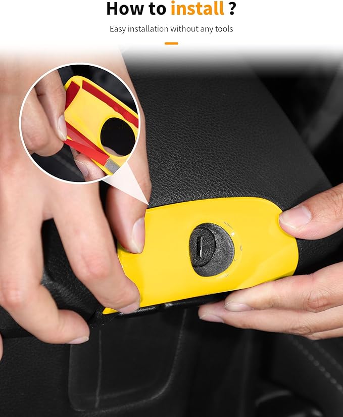Hoolcar Steering Wheel Cover Gear Shift Panel Trim Cover Water Cup Holder Cover Kit Interior Accessories Kit Fit for Jeep Wrangler JK JKU 2011-2018, 4-Door, Yellow