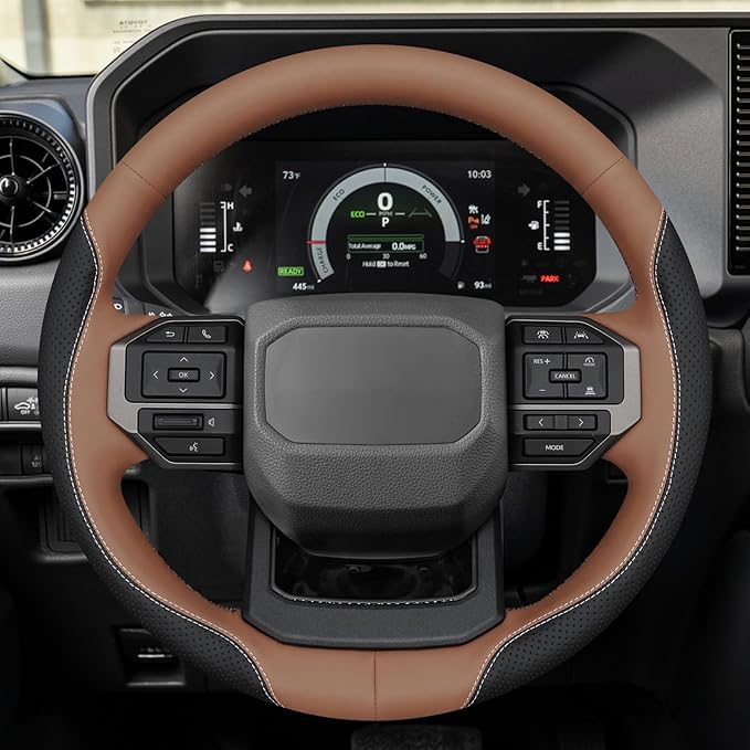 MEWANT Hand Stitch Steering Wheel Cover for Toyota Land Cruiser 2024-2026, Custom Fit DIY Wrap Interior Accessories
