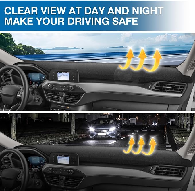 KUST Black Dash Cover for 2020-2025 2026 Ford Escape (NO HUD) Left Hand Driving Dashboard Cover Non-Slip Interior Accessories for Ford Escape Custom Fit Dash Mat Sunshade Windshield No Glare