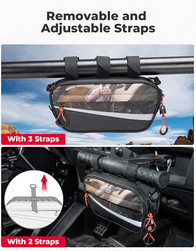 KEMIMOTO UTV Roll Cage Storage Bag Universal 1680D Grab Handle Storage Bag Dimensions 11" x 5" Side by Side Accessories Compatible with UTV, ATV, Golf Cart, Bike, Off-road Vehicle, Camo