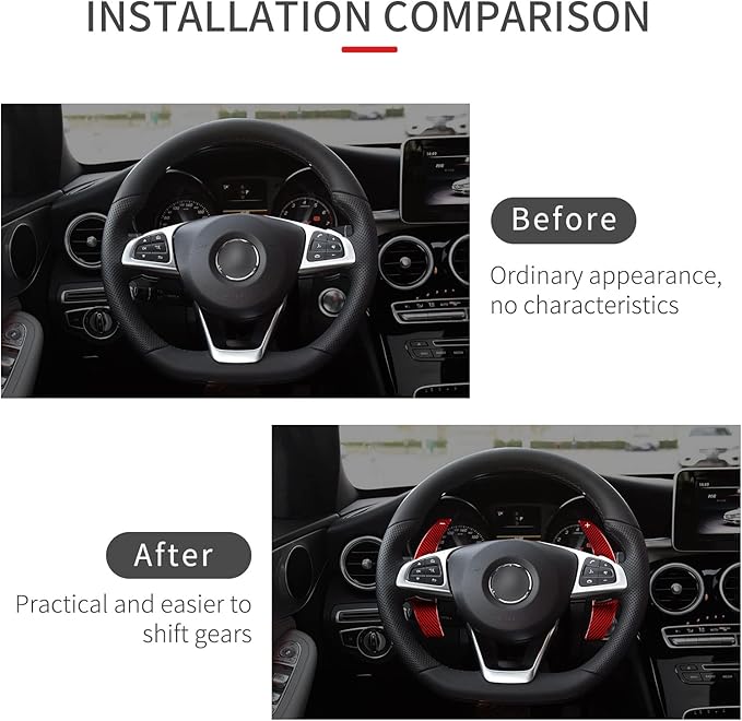 T-carbon Genuine Glass Fiber Paddle Shifter Extension Compatible with Mercedes Benz Steering Wheel Paddle Shifter Fits for Mercedes Benz A B C E S Class CLA CLS GLC GLE450 GLS G Series