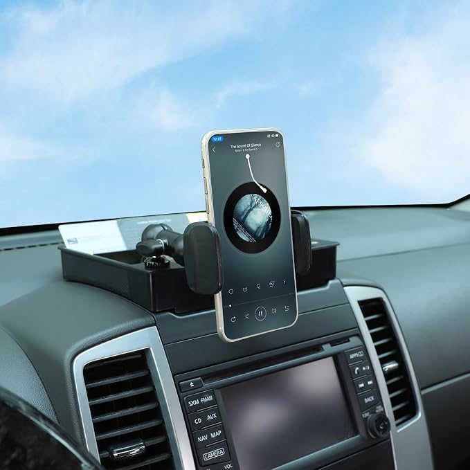 Aunginsy Center Console Dash Storage Tray Compatible with Nissan Frontier 2009-2017, Dashboard Multi-Functional Phone Holder Storage Box, Dash Organizer Tray Insert With Mobile Phone Mount Accessories