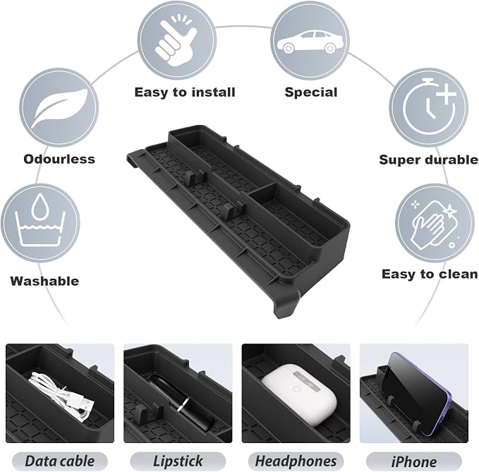 SKTU 2026 RAV4 Dashboard Storage Box 12.3" for 2026+ Toyota RAV4 (LE/SE/XLE Premium/Woodland/XSE/Limited) Dashboard Organizer Toyota RAV4 2026 Accessories Rubber Dashboard Tray (Only for 12.3" Dash)