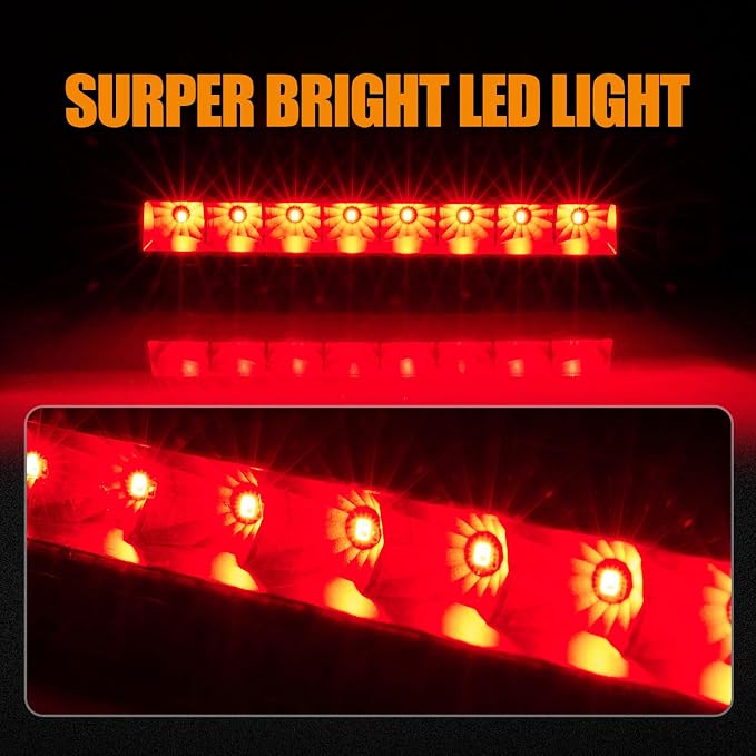Third 3rd Brake Light LED for 2007-2017 Jeep Patriot, High Mount Rear Brake Lights Assembly for 07-17 Jeep Patriot, Waterproof Center Cab Lamp Stop Light (Black)