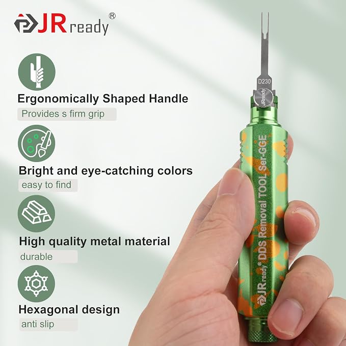 JRready ST5355 Terminal Removal Tool Kit - Universal Vehicle Wire Harness Depinning Tool Pin Removal Tool, for Tyco JPT MCP MCON MQS, Sumitomo, Delphi, Molex Pin Extractor, with 16Pcs Replacement Tips