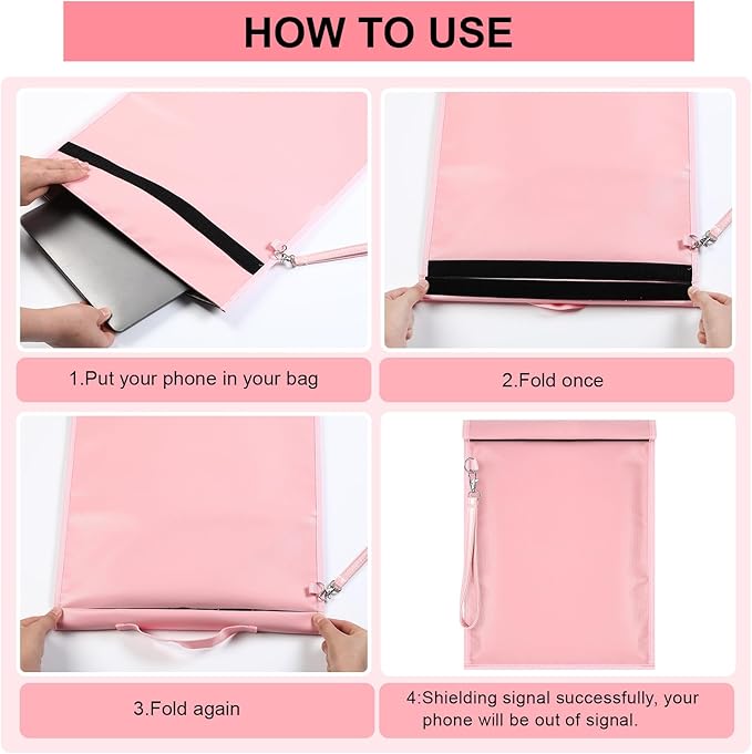 Shinylin 6 Pack Faraday Bags for Laptop Phone Car Key Tablet, EMP Proof Faraday Bags Waterproof Faraday Cage Device Signal Proof Faraday Blocker Pouch for Anti Theft Anti Tracking (Pink)