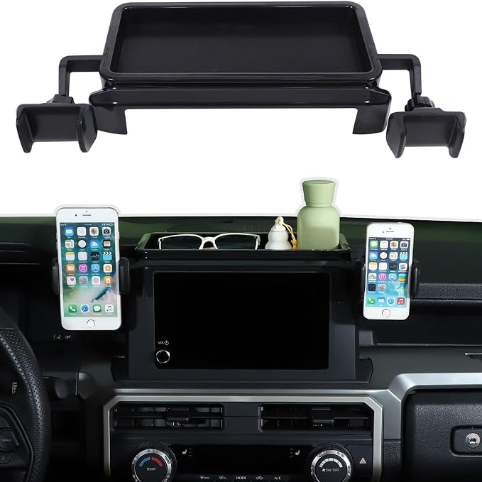 Car Center Console Dash Storage Tray With Phone Holder Compatible with Toyota Tacoma 2024 2025 2026, Dashboard Organizer Tray Mobile Phone Mount Storage Box Insert Accessories, Only Fit 8-inch Screen