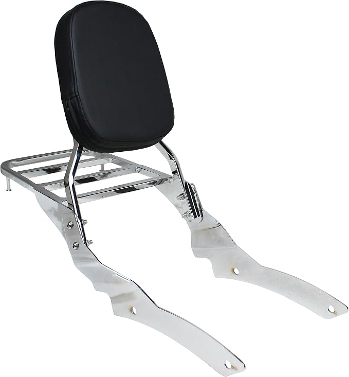 YHMOTO Motorcycle Sissy Bar Backrest with Luggage Rack For Yamaha VStar 650 400 DS650 Custom DS400 V star 1996-2017 (Chrome)