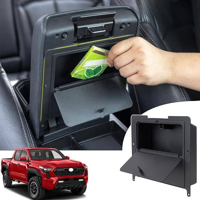 JDMCAR Center Console Organizer and One-Touch Hidden Storage Box Compatible with 2024 2025 Toyota Tacoma and 2025 4Runner Accessories