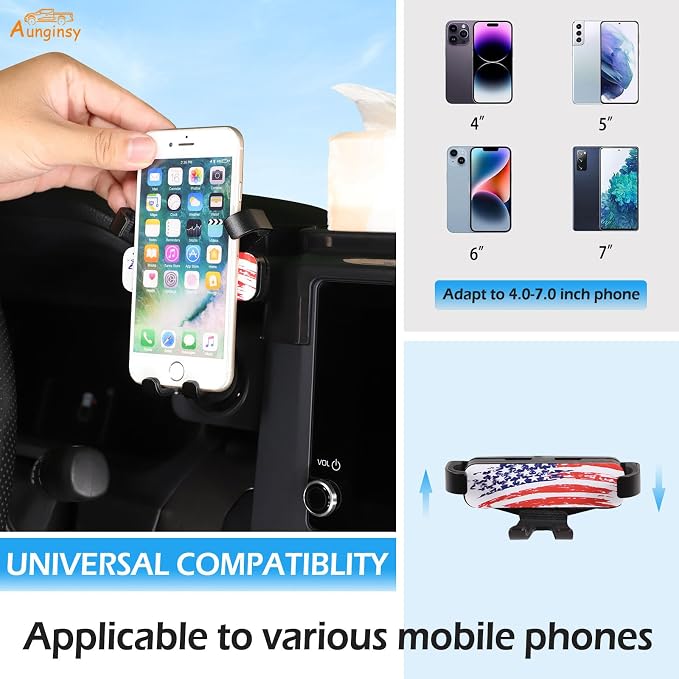 Car Center Console Dash Storage Tray With Phone Holder Compatible with Toyota Tacoma 2026 2025 2024, Dashboard Organizer Tray Mobile Phone Mount Storage Box Insert Accessories, Only Fit 8-inch Screen