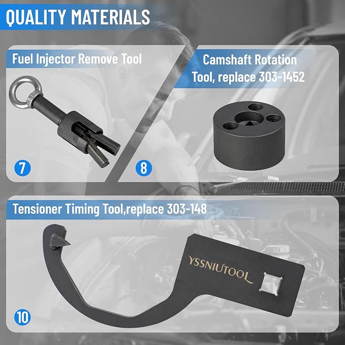 Camshaft Alignment timing Tool Kit Compatible with Jaguar Land Rover Discovery 4 Range Rover Sport V8 5.0L V6 3.0L with Fuel Injector Remover Installer Tool , Compatible with Discovery 3 or 4 3.0T.