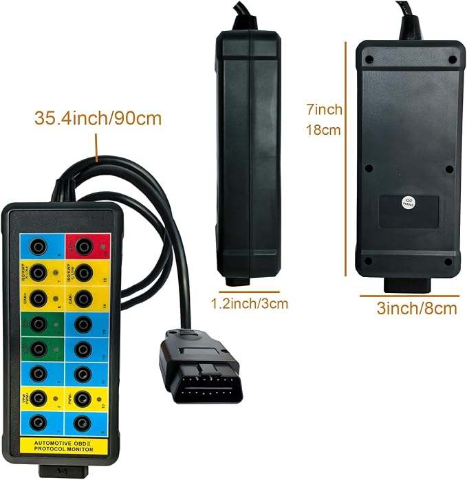 Professional OBD2 Breakout Box with LED Indicator, 16-Pin OBD2 Diagnostic Tool Automotive Electrical Tester Portable Auto OBD2 Protocol Detector Monitor Car Testing