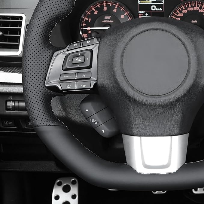 MEWANT Hand-Stitched Black Steering Wheel Cover for Subaru WRX STI 2015-2021 DIY Steering Wheel Ptotector Wrap