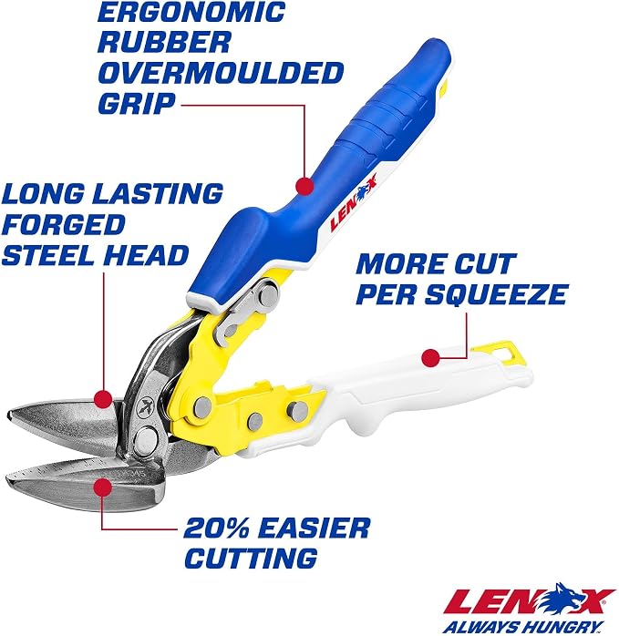 LENOX TOOLS Pliers, Offset Straight Avitation Snips, With Durable Grip (LXHT14345)