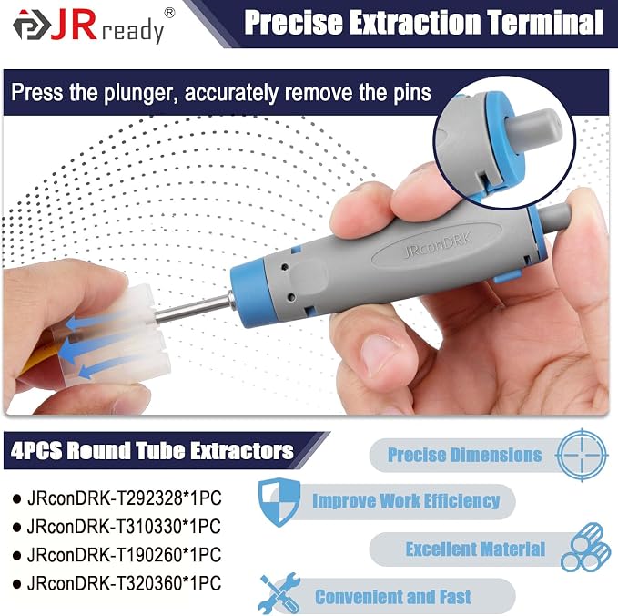 JRready Terminal Removal Tool Kit, Universal Vehicle Electrical Connector Pin Removal Tool for TE, AMP, Delphi, Deutsch,Harting, Molex Pin Extractor Terminal Release Tool Set (JRconDRK00A20-01)