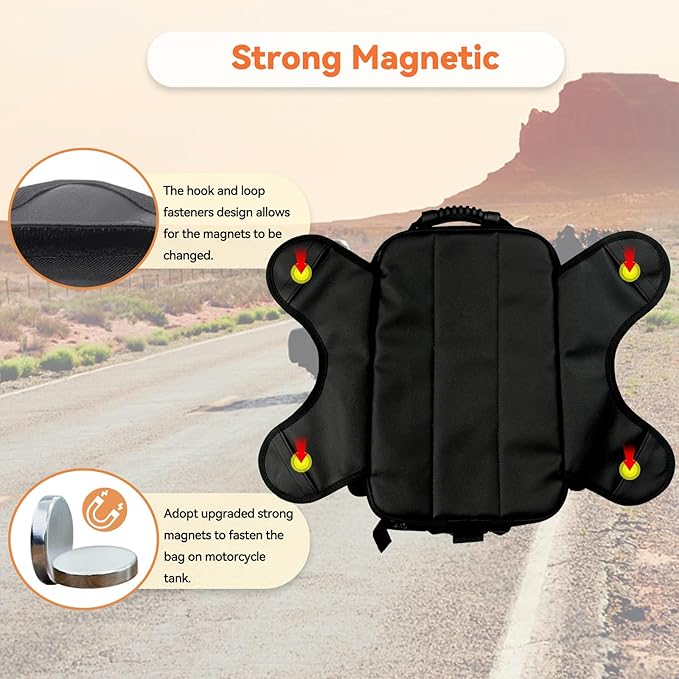 Dracarys Motorcycle Tank Bag - Oxford Saddle Black Motorbike Bag - Strong Magnetic Bag for Honda Yamaha Suzuki Kawasaki Harley