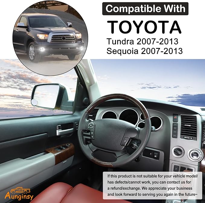 Aunginsy Central Control Steering Button Frame Trim Compatible with Toyota Tundra/Sequoia 2007-2013 Center Console Steering Button Panel Protection Cover Decorative Sticker Interior Accessories