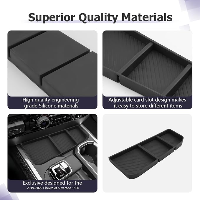 2026 Silverado 1500 Center Console Organizer - Compatible with 2026 2025 2024 2023 Chevy Silverado 1500/GMC Sierra 1500 Accessories Under Screen Organizer Tray - ONLY FIT Full Console w/Bucket Seats