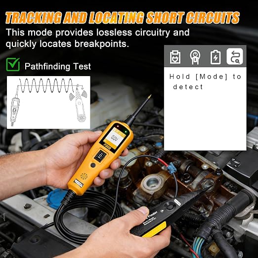 P350 Power Circuit Probe Tester with 40FT Cable & Bendable Probe - Car Relay Tester, Fuse Tester, Circuit Breaker Finder Tool for 12V/24V Cars, Trucks, Boats, Trailers