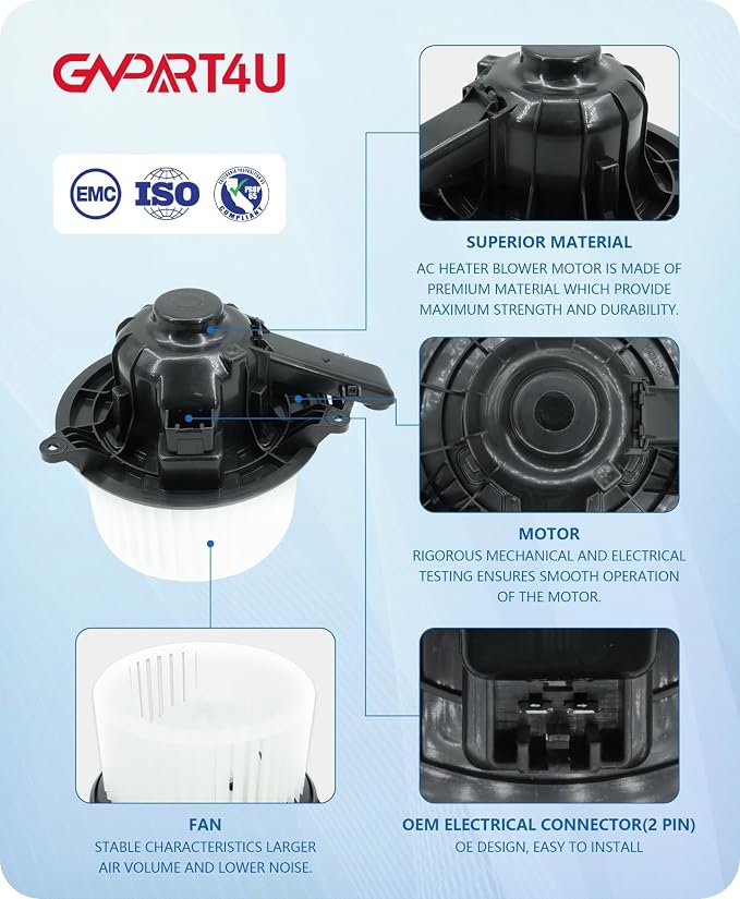 Front Blower Motor 700237 for Ford 2009 2010 2011 2012 2013 2014 F150, 2009-2014 2015 2016 2017 Ford Expedition Lincoln Navigator, AC Heater Blower Motor