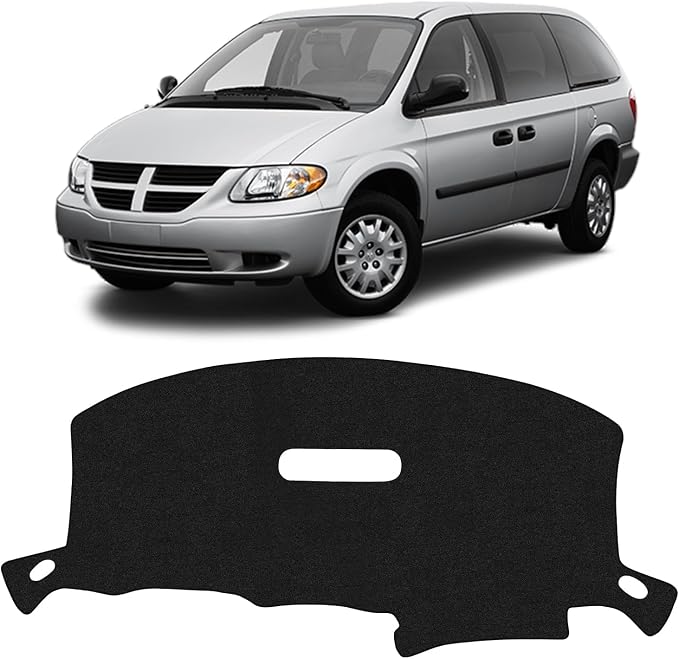 KUST Black Dash Cover for Dodge Caravan/Grand Caravan/Chrysler Town Country 2001-2007 (Without Raised Display w/o Sensor) Polyester Dashboard Cover Non-Slip Car Accessories No Glare