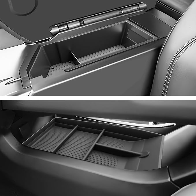 SKTU 2Pcs 2024 2025 2026 Chevy Equinox EV Center Console Organizer 2024-2026 Equinox EV (LT/RS) Console Tray Lower Console Tray 2024 2025 2026 Chevy Equinox EV Accessories Under Console Organizer