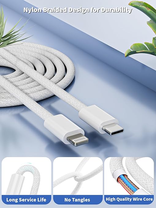 iPhone 14 13 Pro Max Charger Fast Charging,[Apple Mfi Certified] Fast iPhone Charger Block with 6ft Long Type C Lightning Braided Cable Woven Cord for iPhone14 13 12 11 Pro Max Plus Mini Xs Max 8Plus.