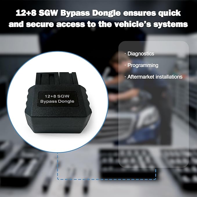 OBD2 FCA 12 8 Bypass Dongle, 12+8 Pin Adapter Connector for Chrysler FCA Security Gateway Module(SGM), Compatible with 2018 and Newer Vehicles,Work with OBD Diagnostic Scanner Tools/Code Reader