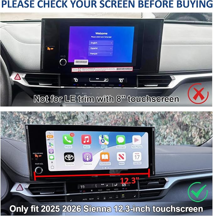 TOPINSTALL New Dash Tray and 2-in-1 Cup Holder with Phone Mount Compatible with 2025 2026 Toyota Sienna 12.3" Screen, Dashboard Hidden Screen Storage Organizer(Not for LE Trim with 8" Screen)