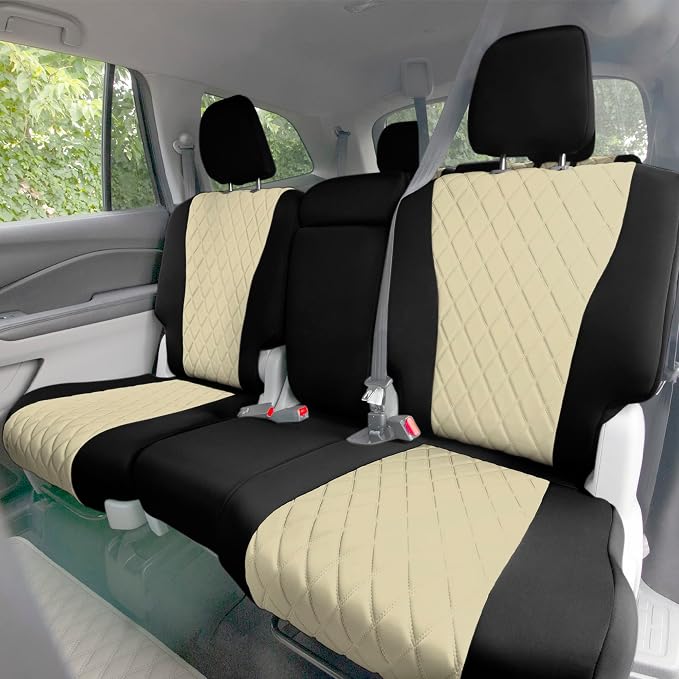 FH Group Custom Fit Car Seat Covers Specifically Made for 2016–2022 Honda Pilot, 3 Row Full Set Beige Ultraflex Neoprene, Waterproof Car Seat Cover, Honda Accessories