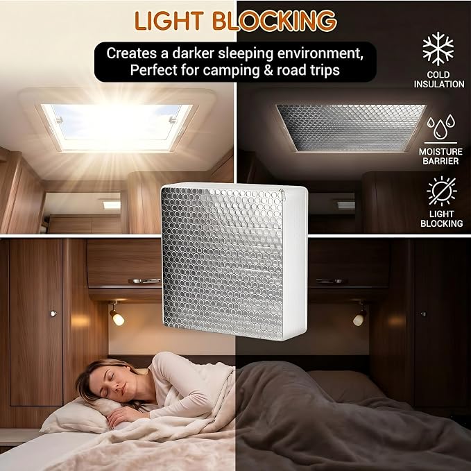 2Pack 14x14x3 RV Vent Insulator and Skylight Cover,Waterproof Universal Camper Roof Vent Plug,Snug Fit Privacy Blackout Shield Heat Blocker,Heavy Duty Trailer Ceiling Draft Stopper for Van Life