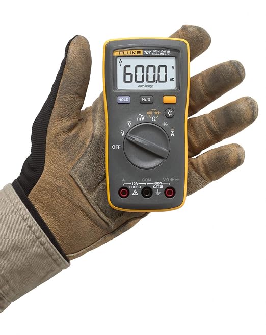 Fluke 107 AC/DC Current Handheld Digital Multimeter, Gray | AC/DC Current