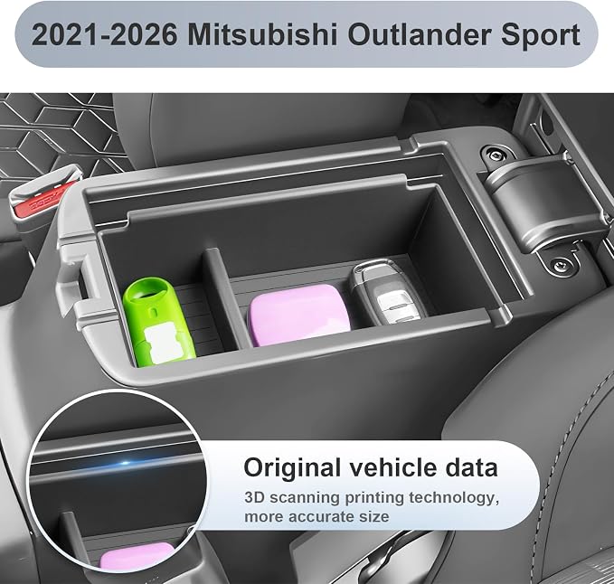 SKTU for 2021-2025 Mitsubishi Outlander Sport Accessories Center Console Organizer 2021-2025 Outlander Sport Console Tray 2021-2025 Outlander Sport ABS Insert Console Organizer (Not for Outlander)