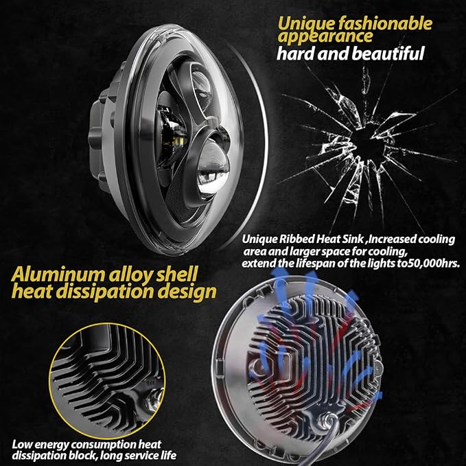 7 inch Motorcycle LED Headlight 4.5’’ Fog Passing Lights DOT Kit for Harley Davidson Street Electra Glide Ultra Limited Special CVO Tri Heritage Softail Deluxe Classic Switchback Screamin Road King