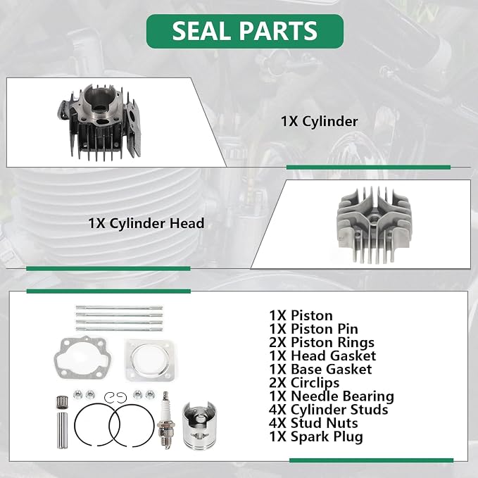 SCITOO Cylinder Piston Gasket Top End Rebuild Kit for Suzuki for ALT50 1983 1984, for Suzuki for Quadmaster 50 LTA50 2x4 2002 2003 2004 2005 41mm 49cc 11210-04012-0F0 11111-04001 12140-16B10