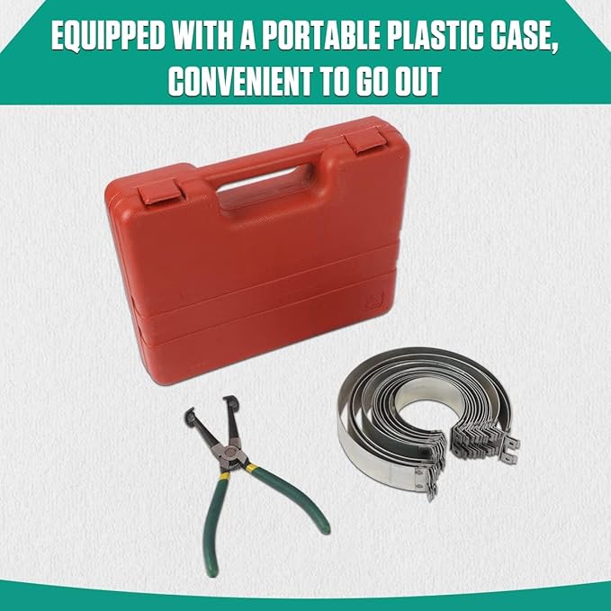 Automotive Piston Ring Compressor Tool, Car Engine Piston Ring Compressor Pliers Set with 14 pcs Piston Rings & with 1 Pliers Repair Tool Kit for Car Truck Auto Engine