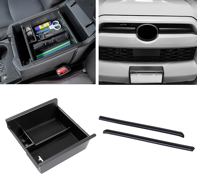 JDMCAR Front Center Grille Insert Cover Trim and Center Console Tray (Black Trim) Compatible with 2023 2022 2021 2020 Toyota 4Runner