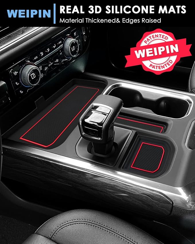 For 7PCS Silverado Sierra Center Console Organizer & Console Liners - Refreshed Models 2022-2026 Chevy Silverado/GMC Sierra 1500-2024-2026 Silverado/Sierra 2500HD 3500HD